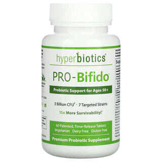 Hyperbiotics, PRO-Bifido, Suporte Probiótico para Idades 50+, 60 Comprimidos de Liberação Prolongada