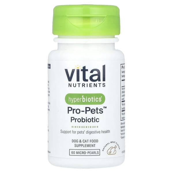Vital Nutrients, Hyperbiotics®, Pro-Pets™ Probiotic, For Dogs & Cats, Natural Meat, 60 Micro-Pearls