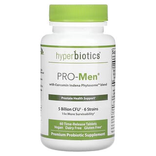 Hyperbiotics, Pro-Men con mezcla de fitosomas de curcumina e indena, 5000 millones de UFC, 60 comprimidos de liberación prolongada