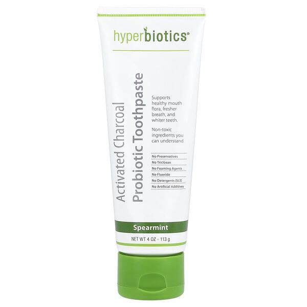 Hyperbiotics, 活性炭益生菌牙膏，薄荷，4盎司（113克）