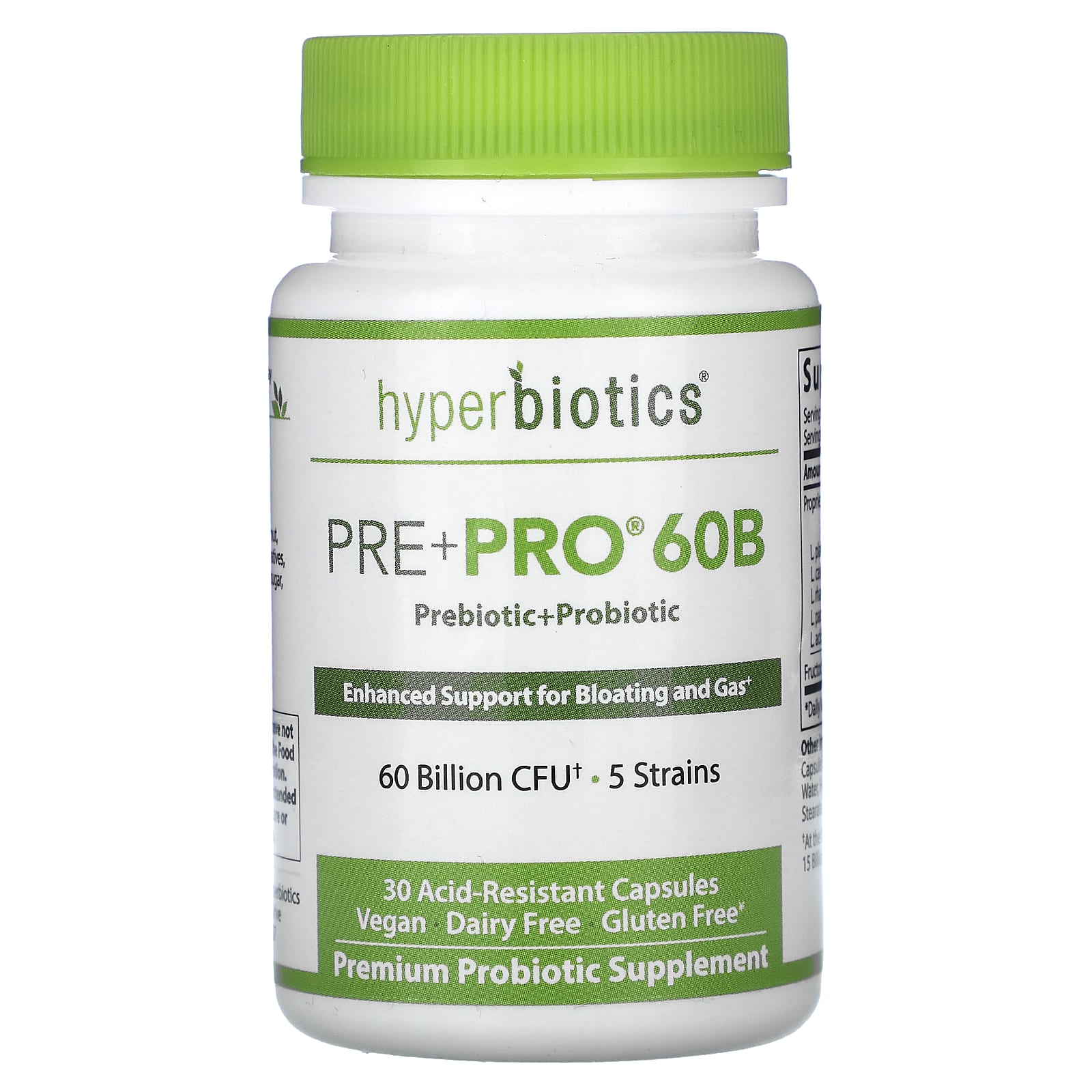 Hyperbiotics, Pre + Pro 60B, 60 Billion CFU, 30 AcidResistant Capsules
