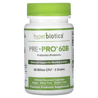 Hyperbiotics, Pre + Pro 60B, 60 Billion CFU, 30 Acid-Resistant Capsules