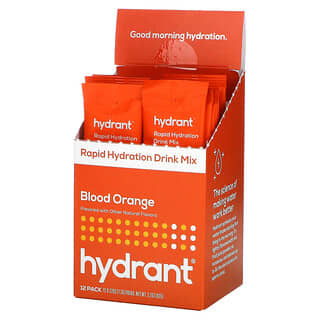 Hydrant, Mezcla para preparar bebidas de hidratación rápida, Naranja sanguina, Paquete de 12, 7,7 g (0,27 oz) cada uno