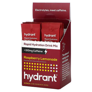 Hydrant, Mezcla para preparar bebidas de hidratación rápida, Limonada de frambuesa, Paquete de 12, 7,8 g (0,28 oz) cada uno