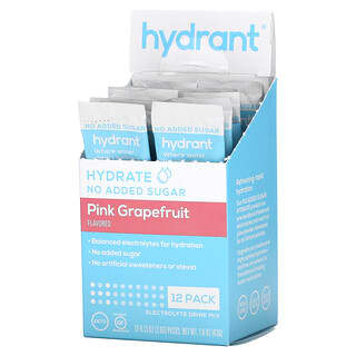 Hydrant, Electrolyte Drink Mix, Pink Grapefruit, 12 Pack, 0.13 oz (3.6 g) Each