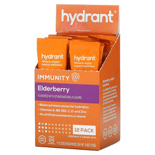 Hydrant, Immunity Drink Mix, Elderberry, 12 Pack, 0.33 oz (9.4 g) Each