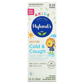 Hyland's, 4 Kids، لنزلات البرد والسعال، نهاري، للأطفال بعمر 2-12 عامًا، 4 أونصة سائلة (118 مل)