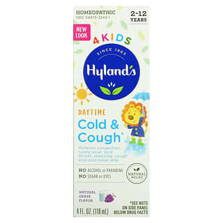 Hyland's, 4 Kids، لعلاج نزلات البرد والسعال، نهاري، للأطفال بعمر 2-12 عامًا، 4 أونصة سائلة (118 مل)