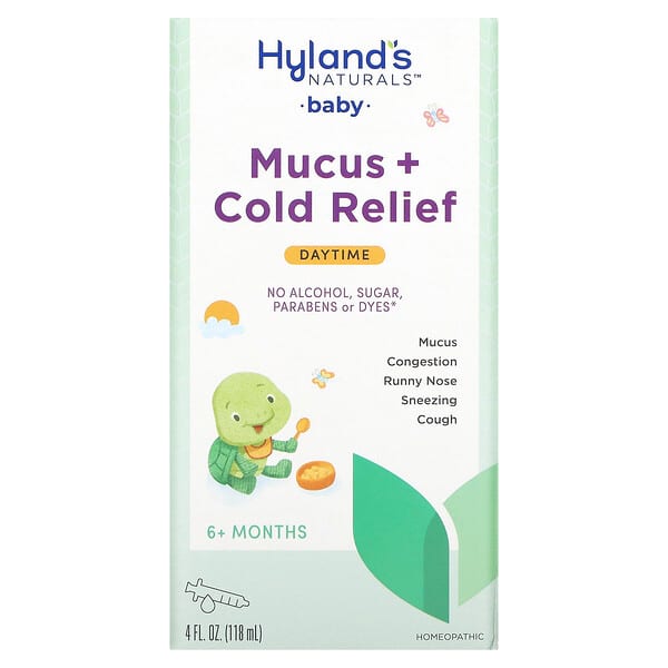 Hyland's, ベビー、Daytime Mucus + Cold Relief, 、昼用、生後6か月から、118ml（4液量オンス）