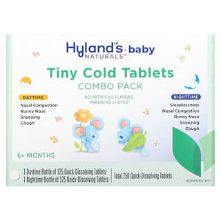Hyland's, Bebés, Tiny Cold Comprimidos, Para el día y la noche, Más de 6 meses, 250 comprimidos de disolución rápida