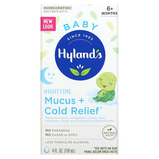 Hyland's, Para bebés, Alivio para el resfriado y las mucosidades nocturnas, A partir de los 6 meses, 118 ml (4 oz. Líq.)