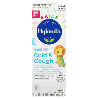 Hyland's, 4 niños, Resfriado y tos, Noche, De 2 a 12 años, 118 ml (4 oz. Líq.)