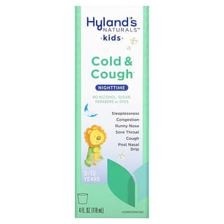 Hyland's Naturals, 兒童，著涼和咳嗽，夜間，2-12 歲，原味，4 液量盎司（118 毫升）