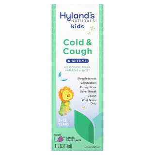 Hyland's, Niños, Para el resfriado y la tos durante la noche, De 2 a 12 años, Uva natural`` 118 ml (4 oz. Líq.)