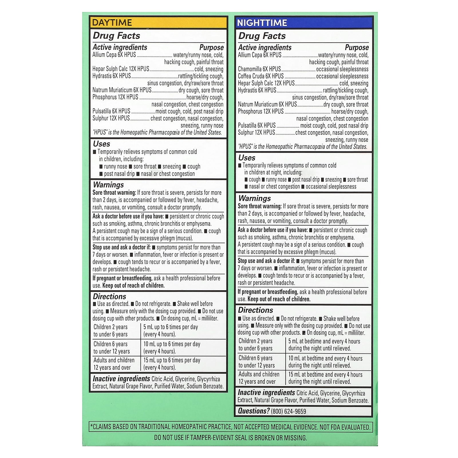Hyland's Naturals, Kids, Cold & Cough Combo Pack, Daytime/Nighttime