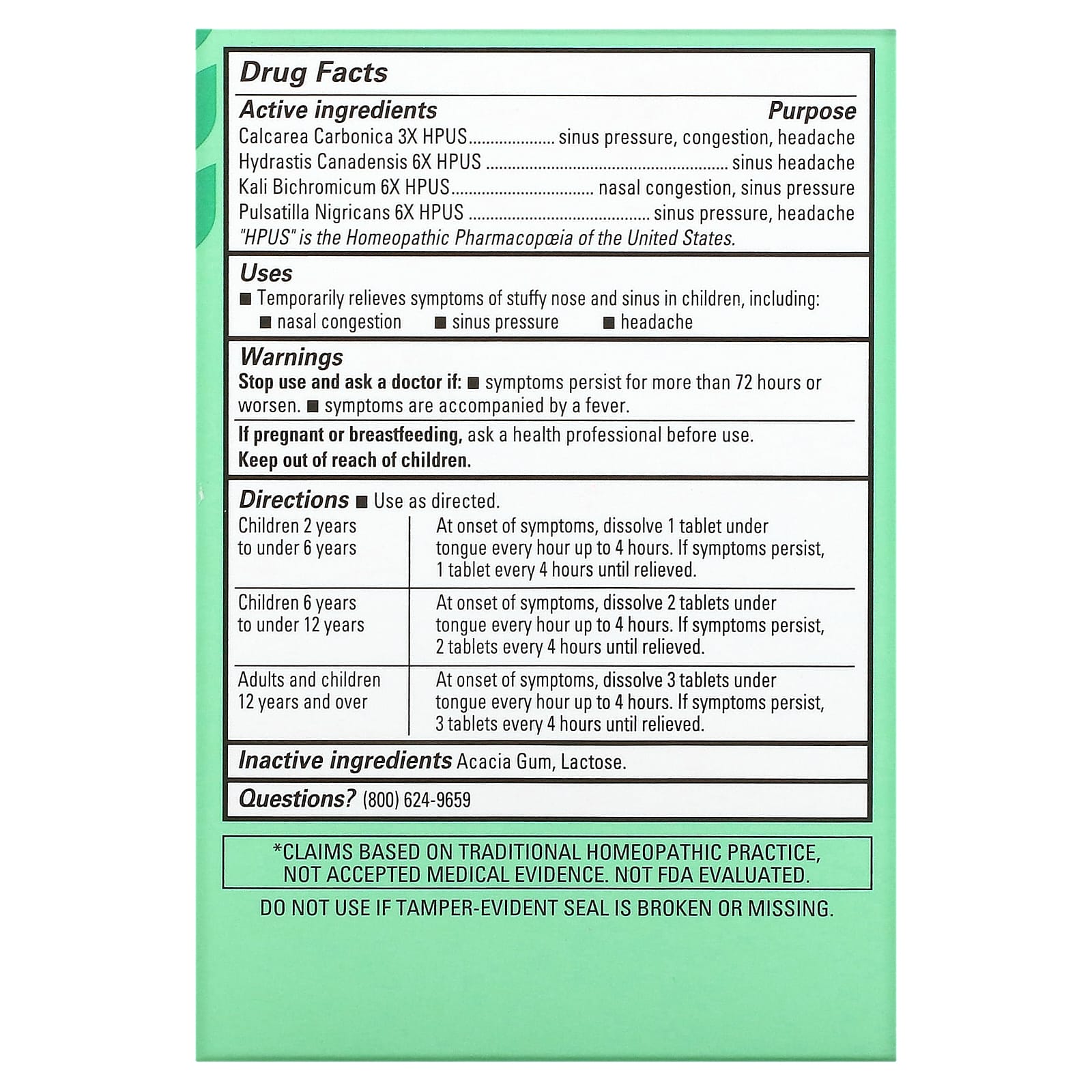 Hyland's Naturals, Kids, Stuffy Nose and Sinus, 212 Years, 50 Quick