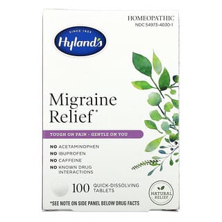 Hyland's, Migraine Relief, Schmerzlinderung bei Migräne, 100 schnell auflösende Tabletten