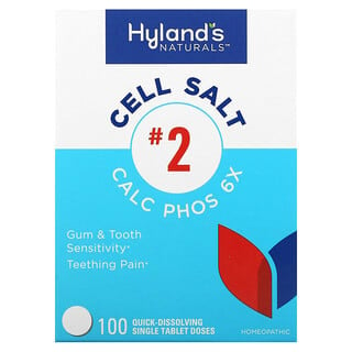 Hyland's Naturals, клеточная соль № 2, калькарея фосфорика (Calc phos) 6x, 100 отдельных быстрорастворимых таблеток