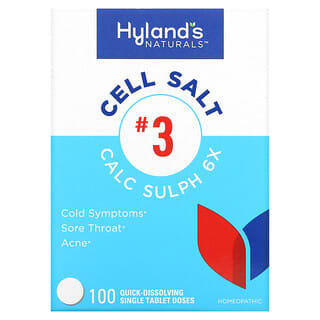 Hyland's Naturals, Cell Salt #3, Calc Sulph 6x, 100 szybko rozpuszczających się pojedynczych tabletek