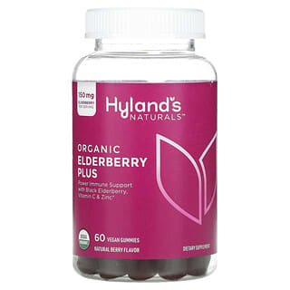Hyland's, Органическая бузина с жевательными мармеладками, натуральные ягоды, 60 веганских жевательных таблеток