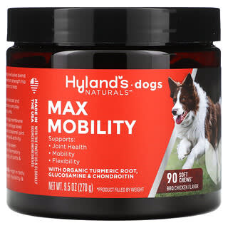 Hyland's Naturals, Max Mobility, For Dogs, BBQ Chicken, 90 compresse masticabili morbide, 270 g