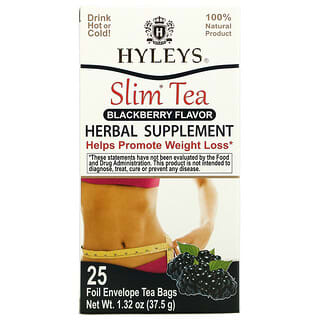 Hyleys Tea, Slim Tea, Zarzamora, 25 bolsitas de té en sobre de aluminio, 37,5 g (1,32 oz)