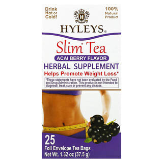 Hyleys Tea, Slim Tea, Baya de asaí, 25 bolsitas de té en sobre de aluminio, 1,5 g (0,05 oz) cada una