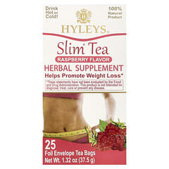 Slim Tea, Frambuesa, 25 bolsitas de té en sobres de aluminio, 37,5 Slim Tea, Frambuesa, 25 bolsitas de té en sobres de aluminio, 37,5