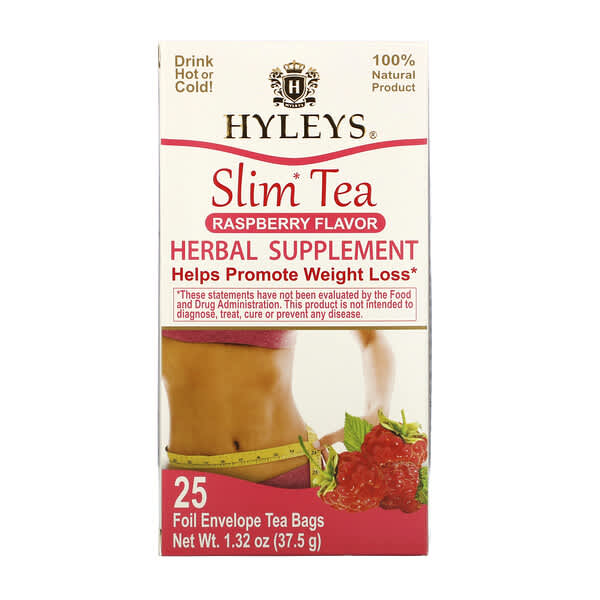 Hyleys Tea‏, Slim Tea, Raspberry Flavor, 25 Foil Envelope Tea Bags, 1.32 oz (37.5 g)