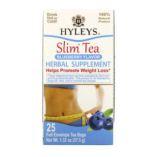 Hyleys Tea, Slim Tea, Sabor a arándano azul, 25 bolsitas de té en sobre de aluminio, 37,5 g (1,32 oz)