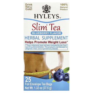 Hyleys Tea, Slim Tea, Blueberry, 25 Foil Envelope Tea Bags, 1.32 oz (37.5 g)