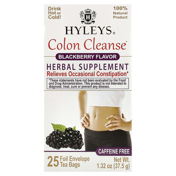 Hyleys Tea, Colon Cleanse, 블랙베리, 티백 25개입, 37.5g(1.32oz)