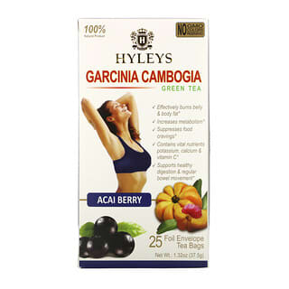 Hyleys Tea, Garcinia Cambogia Green Tea, Ягоды асаи, 25 чайных пакетиков, 1,32 унции (37,5 г)