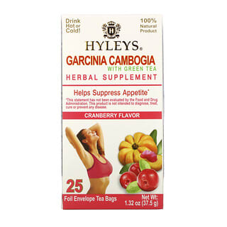 Hyleys Tea, 藤黃果含綠茶，蔓越莓，25 茶袋，1.32 盎司（37.5 克）