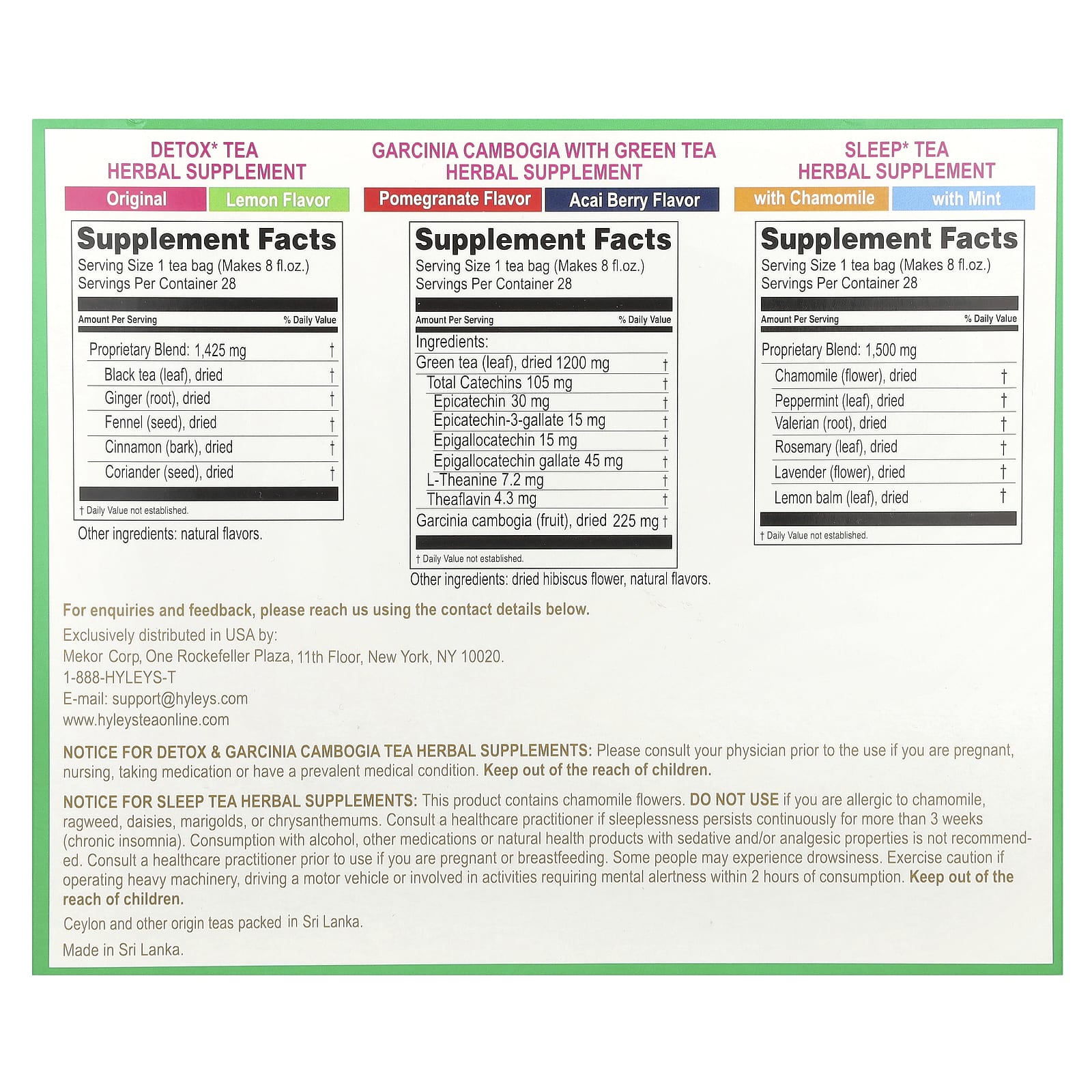 Hyleys Tea, 28 Days Detox Kit, Assorted, 84 Foil Envelope Tea Bags, 4.44 oz (126 g)