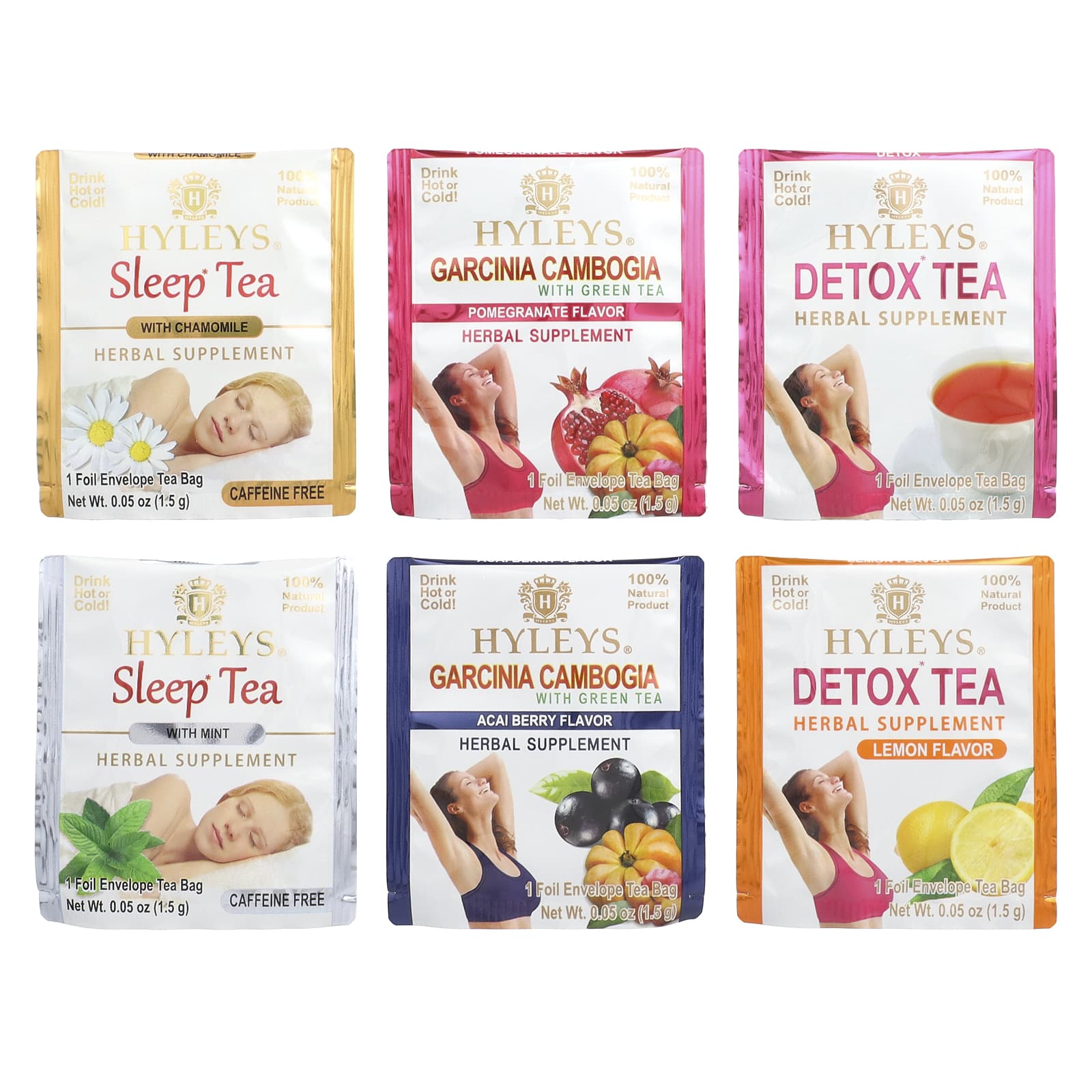 Hyleys Tea, 28 Days Detox Kit, Assorted, 84 Foil Envelope Tea Bags, 4.44 oz (126 g)