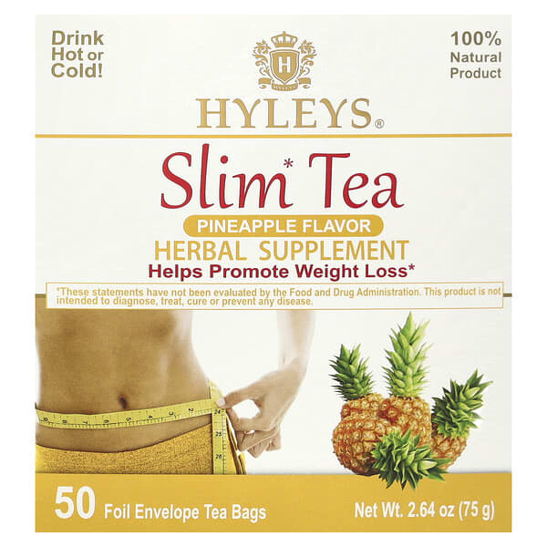 Hyleys Tea, 塑身茶，菠萝，50 个箔封茶包，2.64 盎司（75 克）