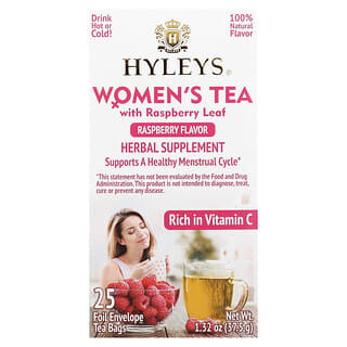 Hyleys Tea, Women's Tea with Raspberry Leaf, Raspberry, 25 Foil Envelop Tea Bags, 0.05 oz (1.5 g) Each