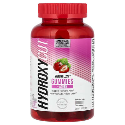 Hydroxycut, Weight Loss Gummies +Women, Strawberry, 90 Gummies