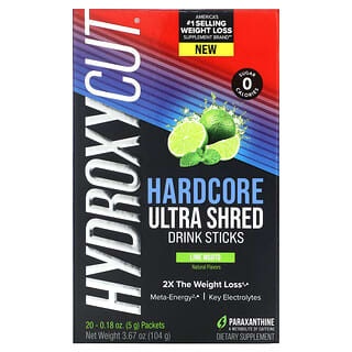 Hydroxycut, Bâtonnets de boisson Hardcore Ultra Shred, Mojito au citron vert, 20 sticks, 5 g chacun