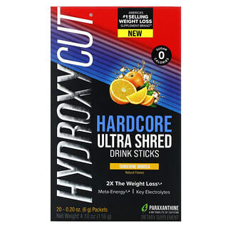 Hydroxycut, Hardcore Ultra Shed Drink Sticks, Mandarina y mimosa`` 20 sobres, 6 g (0,2 oz) cada uno