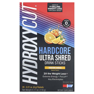 Hydroxycut, Hardcore Ultra Shed Drink Sticks, Tangerine Mimosa, 20 packets, 6 g (0.2 oz) each