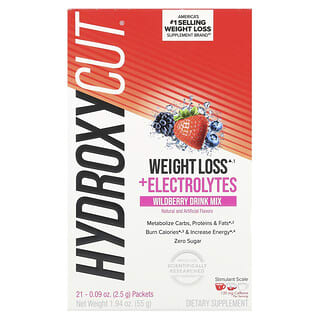 Hydroxycut, Weight Loss + Electrolytes Drink Mix, Wildberry, 21 Packets, 0.09 oz (2.5 g) Each