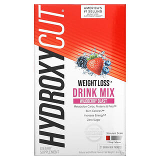 Hydroxycut, Mezcla para preparar bebidas para bajar de peso, Wildberry Blast`` 21 sobres de mezcla para bebidas, 53 g (1,9 oz)