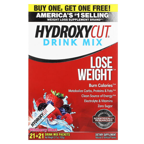 Hydroxycut, ウェイトロスドリンクミックス、ワイルドベリーブラスト、21袋、53g（1.9オンス）