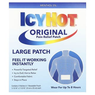 Icy Hot, Patch original pour le soulagement de la douleur, grand format, 5 patchs