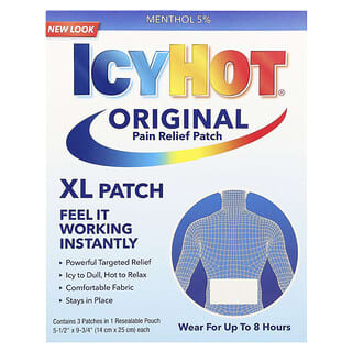 Icy Hot, Parche original para aliviar el dolor, XL, 3 parches