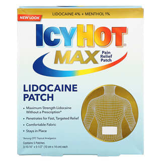 Icy Hot, Max, Lidocaine Pain Relief Patch, 5 Patches