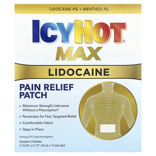 Icy Hot, Máx., Adesivos de Lidocaína para Alívio da Dor, 5 Adesivos