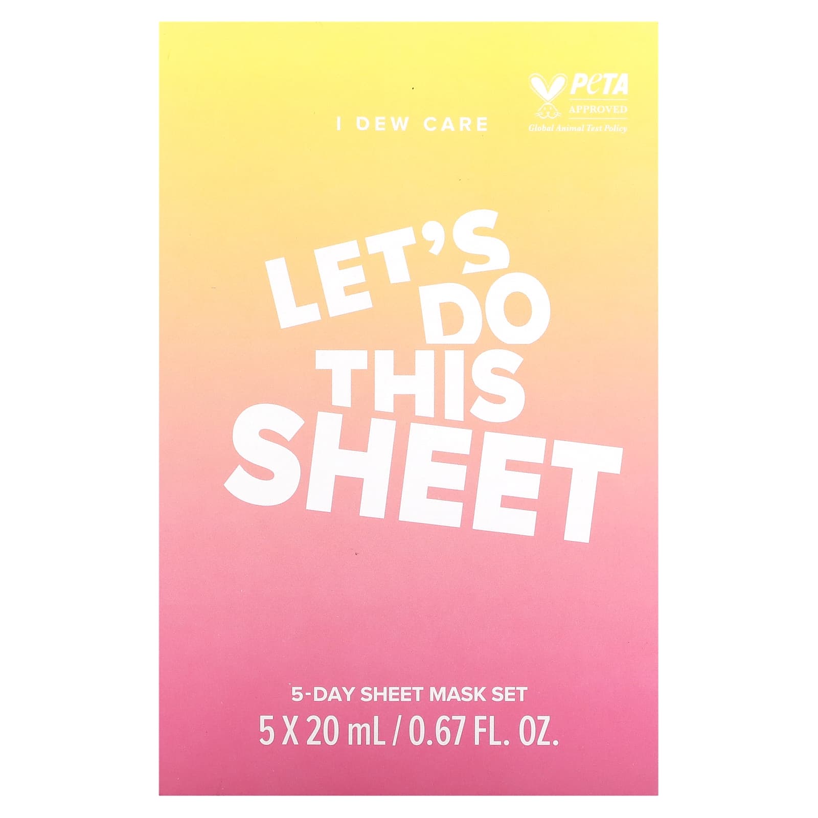 I Dew Care, Let's Do This Sheet, 5Day Beauty Sheet Mask Set, 5 Mask